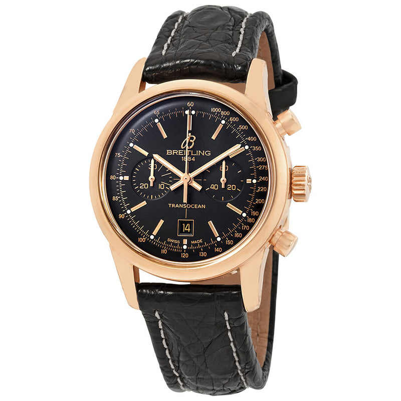 Breitling Transocean Chronograph 38 Automatic Black Dial Men's Watch #R4131012/BC07BKCT - Watches of America