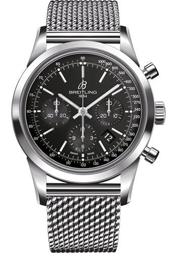 Breitling Transocean Chronograph Automatic Black Dial Men's Watch #AB0152121B1A1 - Watches of America