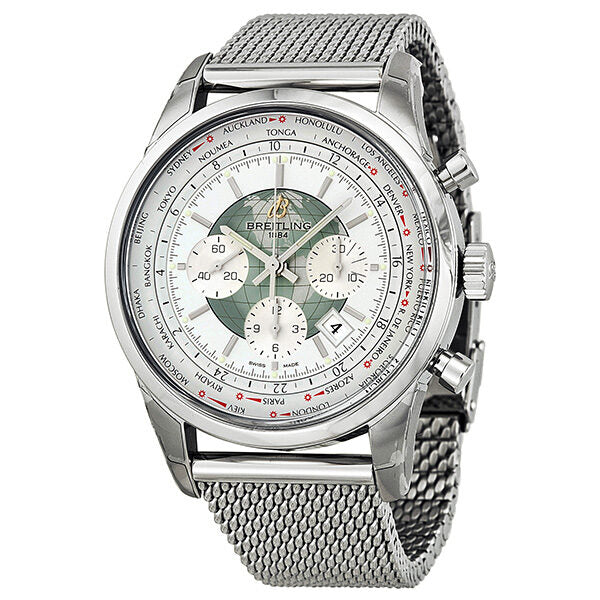 Breitling Transocean Chronograph Unitime Automatic Silver Dial Men's Watch AB0510U0-A732SS#AB0510U0-A732-152A - Watches of America