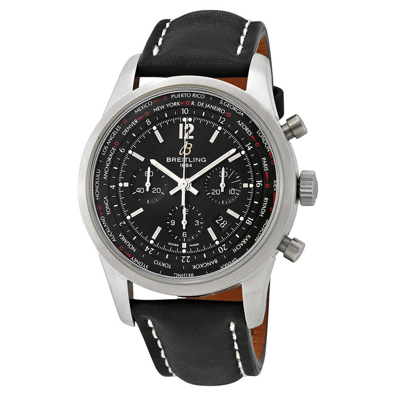 Breitling Transocean Chronograph Unitime Pilot Black Dial Men's Watch AB0510U6-BC26BKLT#AB0510U6/BC26-441X-A20BASA.1 - Watches of America