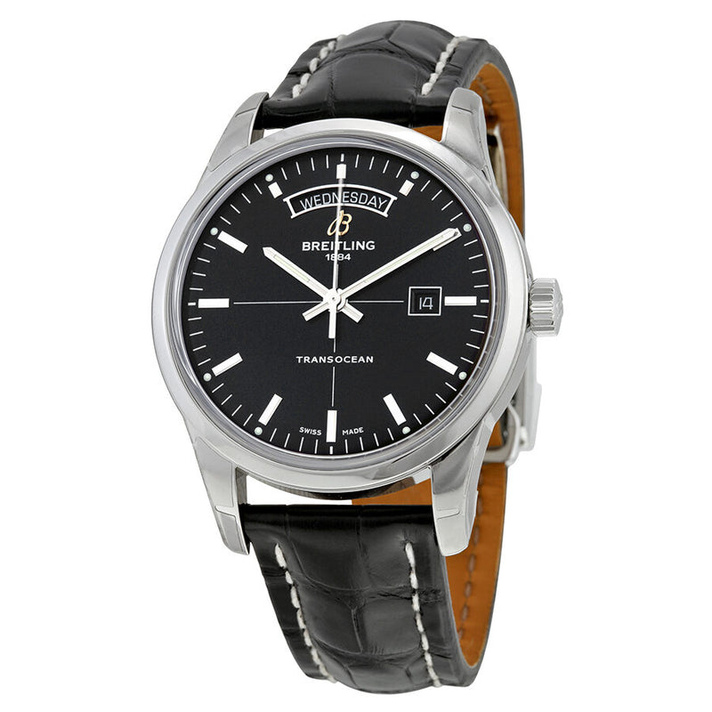 Breitling TransOcean Day & Date Automatic Black Dial Black Leather Men's Watch A4531012-BB69BKCD#A4531012-BB69-744P-A20D.1 - Watches of America
