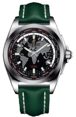 Breitling Unitime Black Dial Green Leather Automatic Men's Watch WB3510U4-BD94GRLT#WB3510U4/BD94GRLT - Watches of America