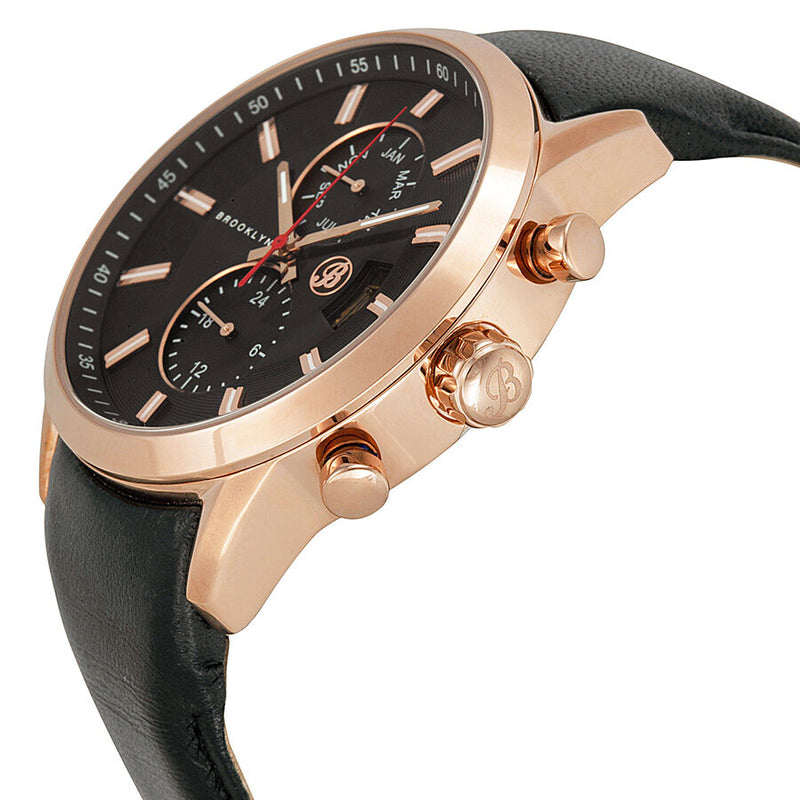 Brooklyn Watch Co. Fulton Black Dial Black Leather Swiss Quartz Men's Watch #FL-RG-BK-BK - Watches of America #2
