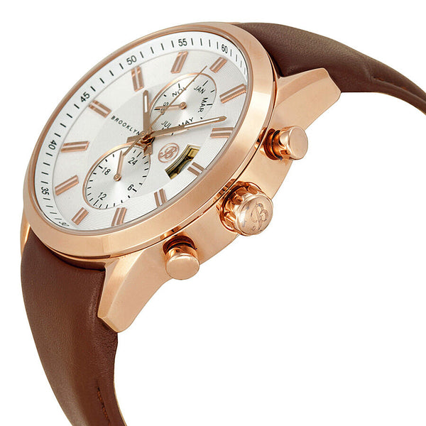 Brooklyn Watch Co. Fulton Silver Dial Brown Leather Swiss Quartz Men's Watch #FL-RG-SV-BR - Watches of America #2