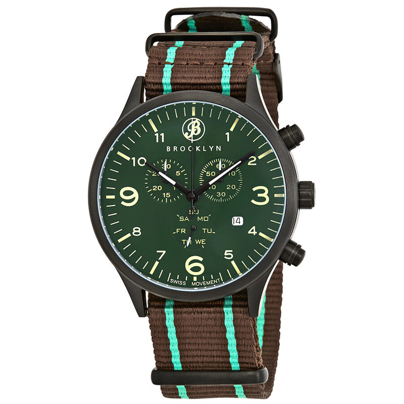 Brooklyn Watch Co. Bedford Brownstone Chronograph Green Dial Men's Watch #309-J-08-NSGRN - Watches of America