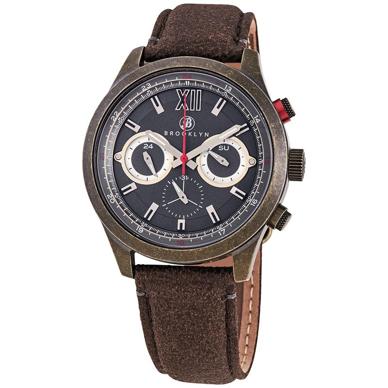 Brooklyn Watch Co. Stuyvesant Quartz Black Dial Men's Watch #BW-8128-CQ-014-BRW - Watches of America