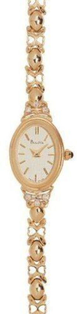 Bulova 14kt Yellow Gold Diamond Champagne Ladies Watch #95U00 - Watches of America