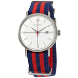 Bulova Aerojet Quartz Silver Dial Striped Nylon Men's Watch #96B314 - Watches of America