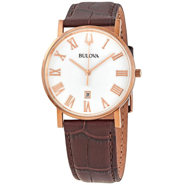 Bulova American Clipper Quartz White Dial Men's Watch #97B184 - Watches of America