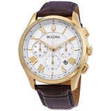 Bulova Classic White Textured Dial Men's Chronograph Watch #97B169 - Watches of America