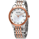 Bulova Classics Diamond White Mother of Pearl Dial Ladies Watch #98P162 - Watches of America