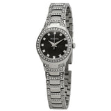 Bulova Crystal Black Dial Stainless Steel Ladies Watch #96L170 - Watches of America