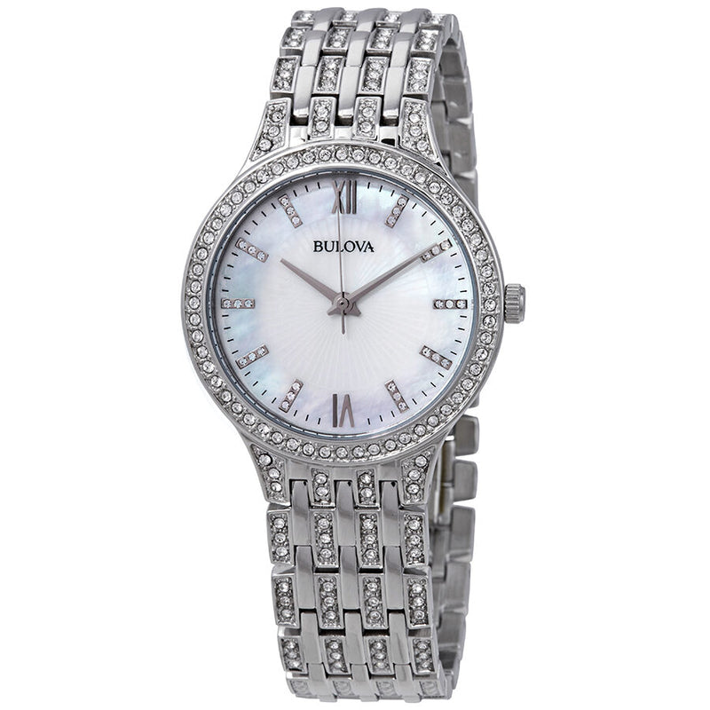 Bulova Crystal Mother of Pearl Dial Ladies Watch #96L242 - Watches of America