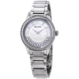 Bulova Crystal Mother of Pearl Dial Ladies Watch #96L257 - Watches of America