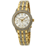 Bulova Crystal Silver Dial Ladies Watch #98N112 - Watches of America