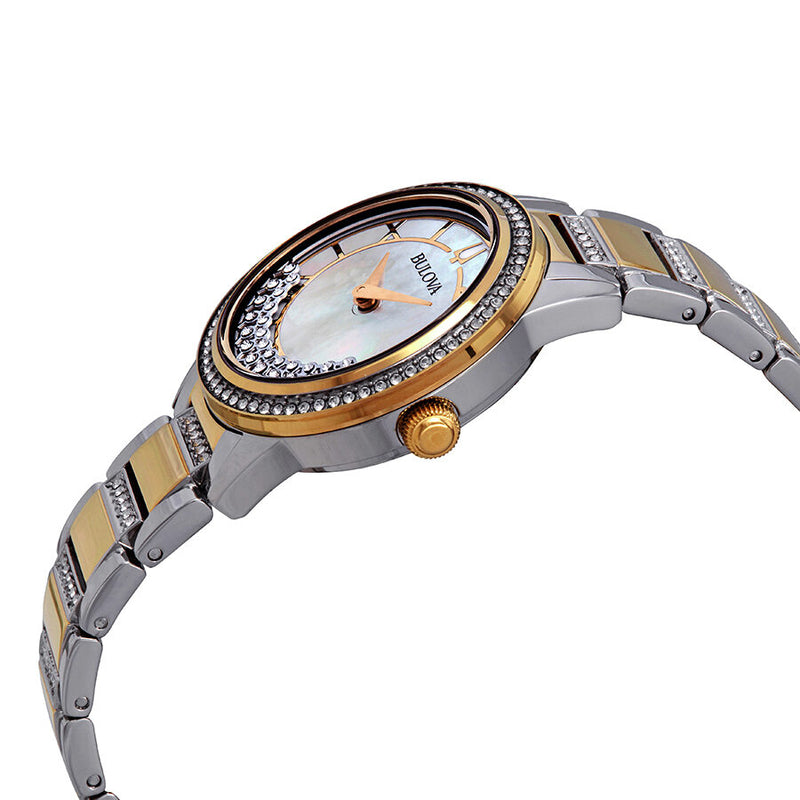 Bulova Crystal Turnstyle Mother of Pearl Dial Two-tone Ladies Watch #98L245 - Watches of America #2