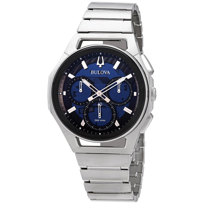 Bulova Curv Chronograph Quartz Blue Dial Men's Watch #96A205 - Watches of America