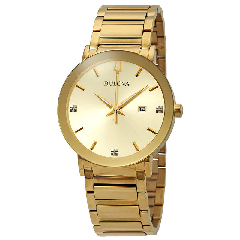 Bulova Diamond Gold Dial Men's Watch #97D115 - Watches of America