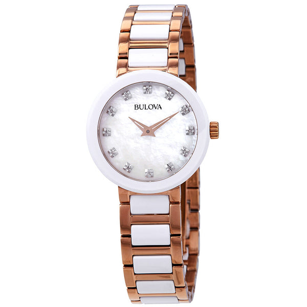 Bulova Diamond Mother of Pearl Dial Ladies Watch #98P160 - Watches of America