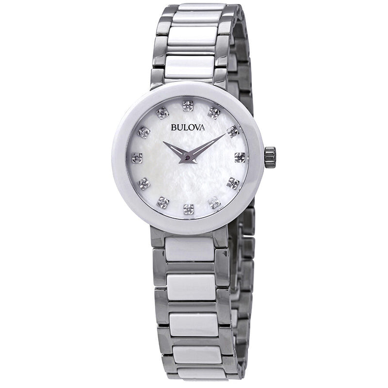 Bulova Diamond Mother of Pearl Dial Two-tone Ladies Watch #98P158 - Watches of America