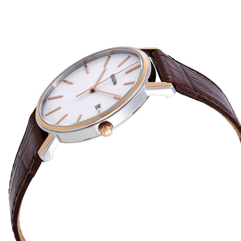 Bulova Dress Series White Dial Brown Leather Men's Watch #98H51 - Watches of America #2