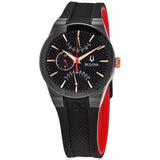 Bulova Latin Grammy Quartz Black Dial Black Silicone Men's Watch #98B321 - Watches of America