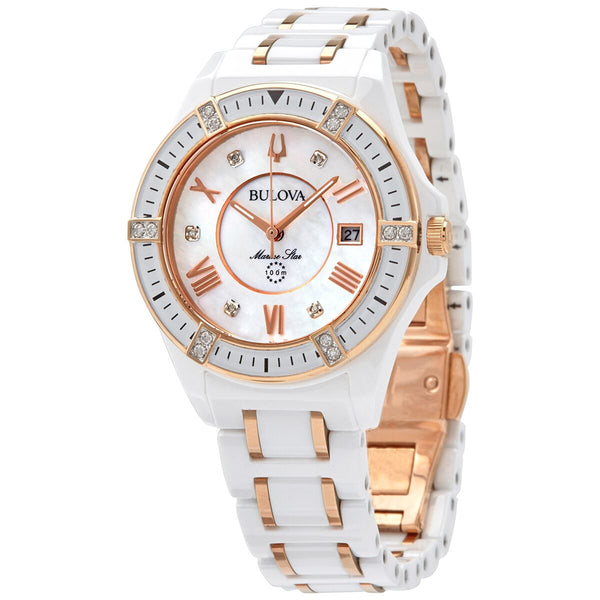 Bulova Marine Star Quartz Diamond Ladies Watch #98R241 - Watches of America