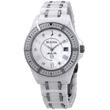 Bulova Marine Star Silver Mother of Pearl Diamond Dial Ladies Watch #98P172 - Watches of America