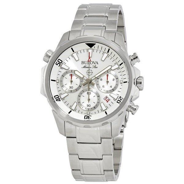 Bulova Marine Star White Dial Stainless Steel Men's Watch #96B255 - Watches of America