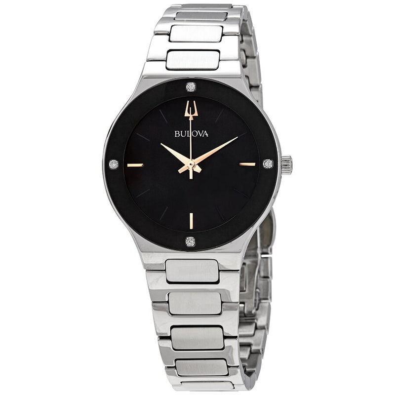 Bulova Millennia Black Mother of Pearl Dial Ladies Watch #96R231 - Watches of America
