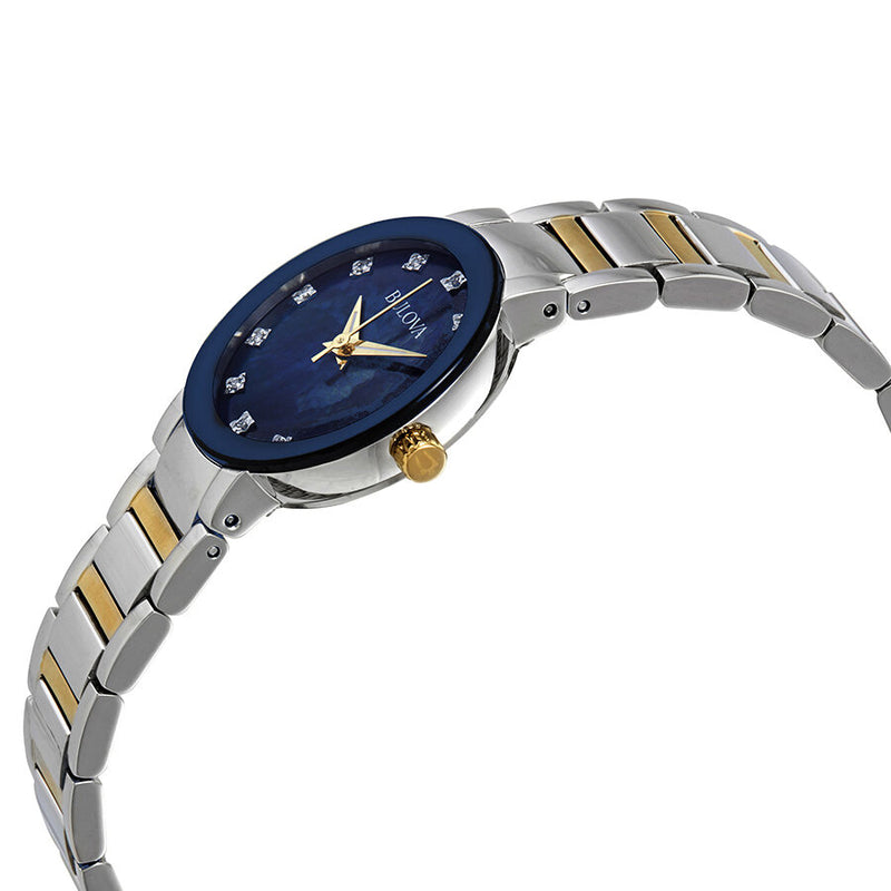 Bulova Modern Diamond Blue Mother of Pearl Dial Ladies Watch #98P157 - Watches of America #2