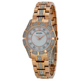 Bulova Mother of Pearl Dial Swarovski Crystal Rose Gold-plated Ladies Watch #98L197 - Watches of America