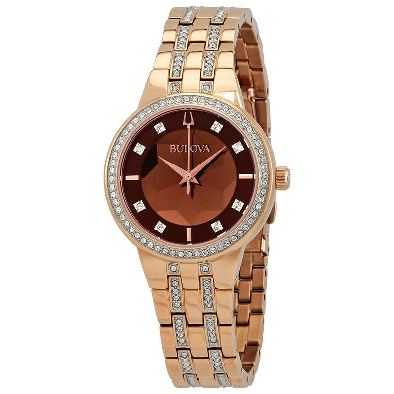 Bulova Phantom Crystal Rose Gold Dial Ladies Watch #98L266 - Watches of America