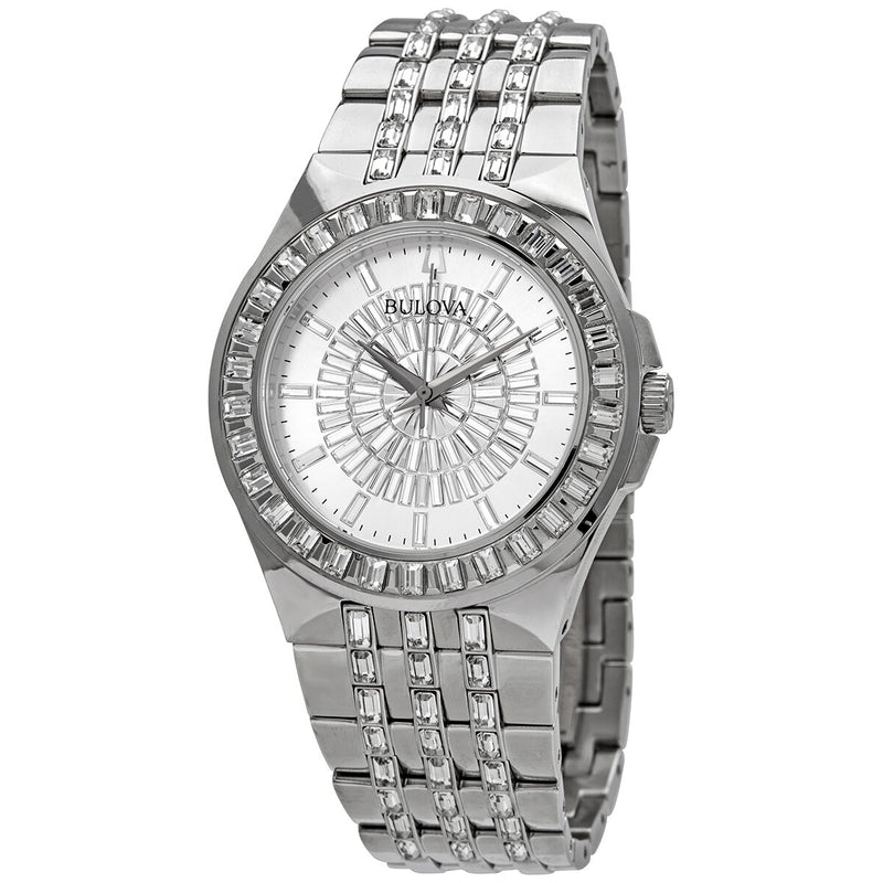 Bulova Phantom Quartz Crystal Silver Pave Dial Men's Watch #96A236 - Watches of America