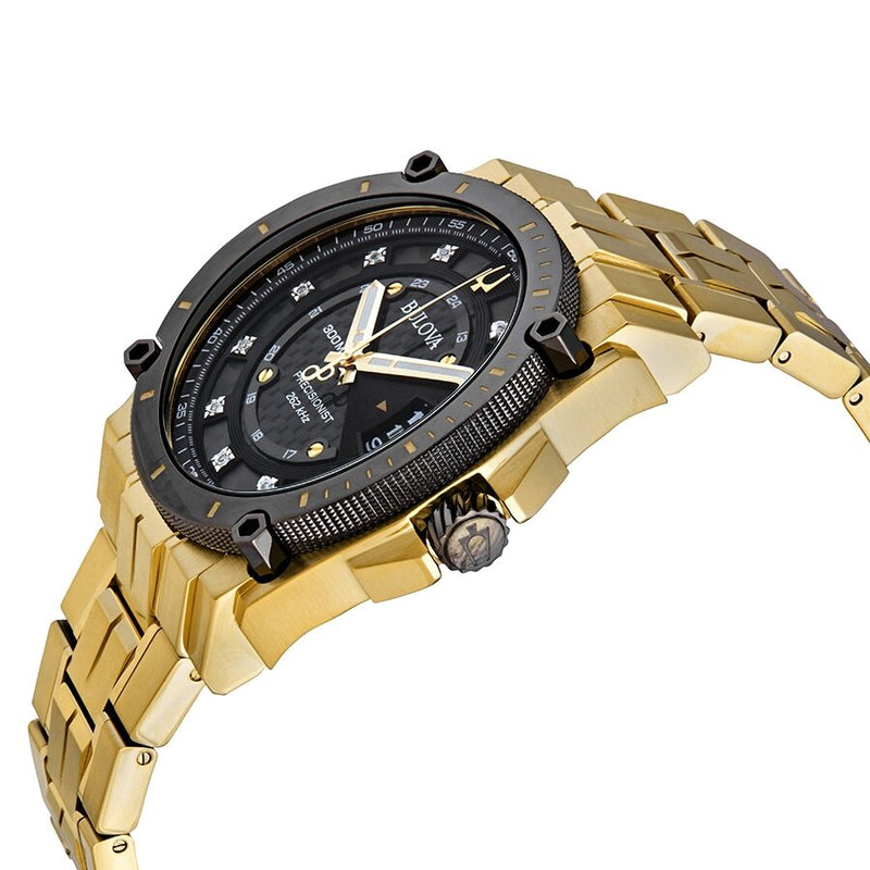Bulova Precisionist Quartz Diamond Black Dial Men's Watch #98D156 - Watches of America #2