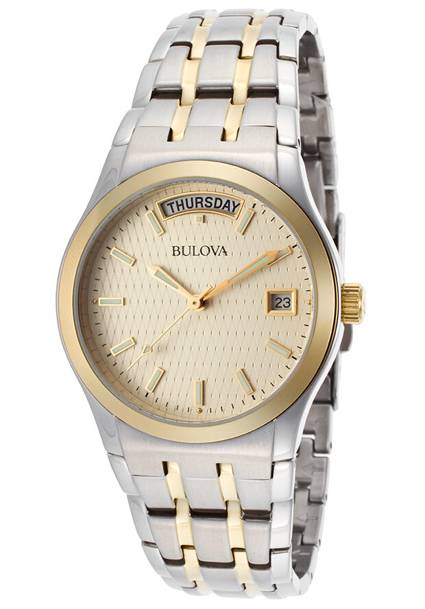 Bulova Quartz Champagne Dial Two-tone Men's Watch #98C60 - Watches of America