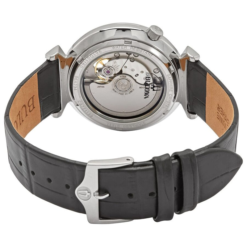 Bulova Regatta Automatic Black Dial Black Leather Men's Watch #96A234 - Watches of America #3