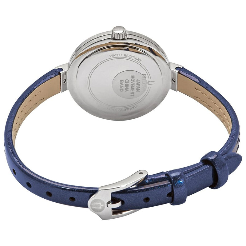 Bulova Rhapsody Quartz Blue Dial Blue Leather Ladies Watch #96P212 - Watches of America #3