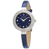 Bulova Rhapsody Quartz Blue Dial Blue Leather Ladies Watch #96P212 - Watches of America