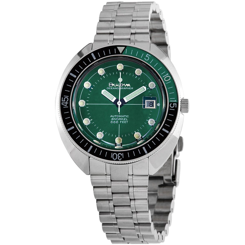 Bulova Special Edition Oceanographer Automatic Green Dial Men's Watch #96B322 - Watches of America