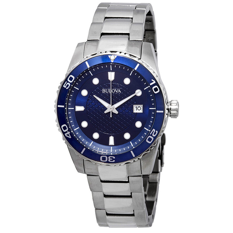 Bulova Sport Blue Dial Stainless Steel Men's Watch #98A194 - Watches of America