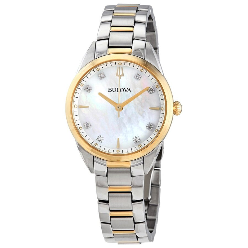 Bulova Sutton Quartz Diamond Mother of Pearl Dial Ladies Watch #98P184 - Watches of America
