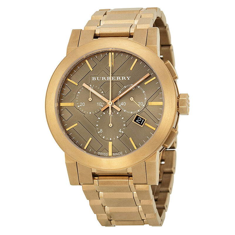 Burberry Taupe Chronograph Dial Rose Gold Plated Steel Men s Watch