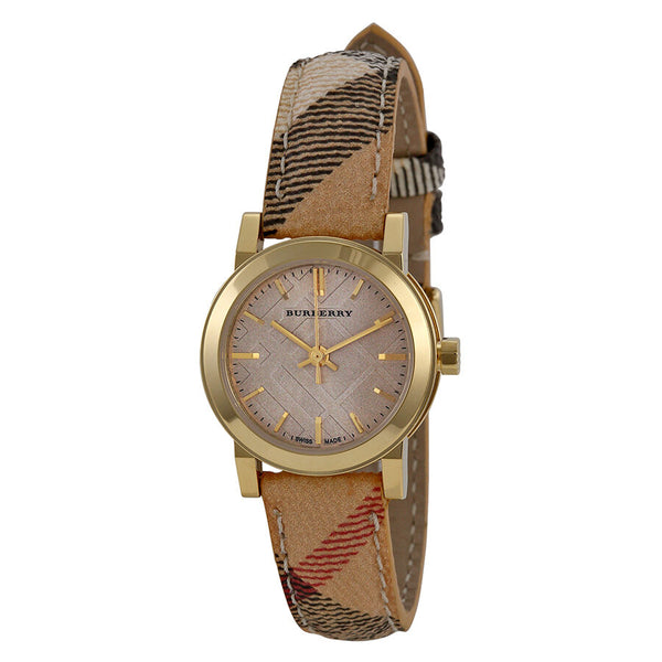 Burberry Champagne Dial Haymarket Check Fabric Ladies Watch Burberry BU9219 - Watches of America