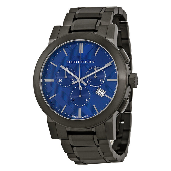 Burberry Chronograph Blue Dial Dark Grey Ion-plated Men's Watch BU9365 - Watches of America