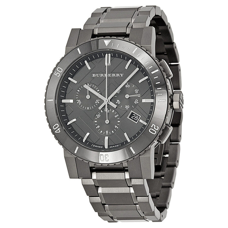 Burberry Chronograph Gunmetal Dial  Grey Ion-plated Stainless Steel Men's Watch BU9381 - Watches of America