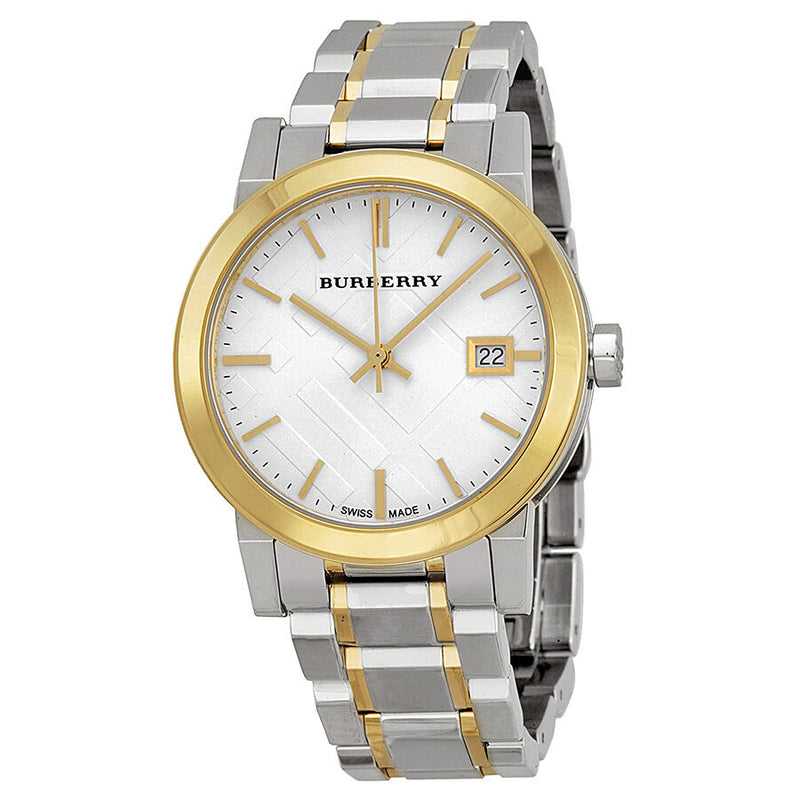 Burberry Silver Dial Two-tone Silver and Gold-tone Bracelet Ladies Watch BU9115 - Watches of America