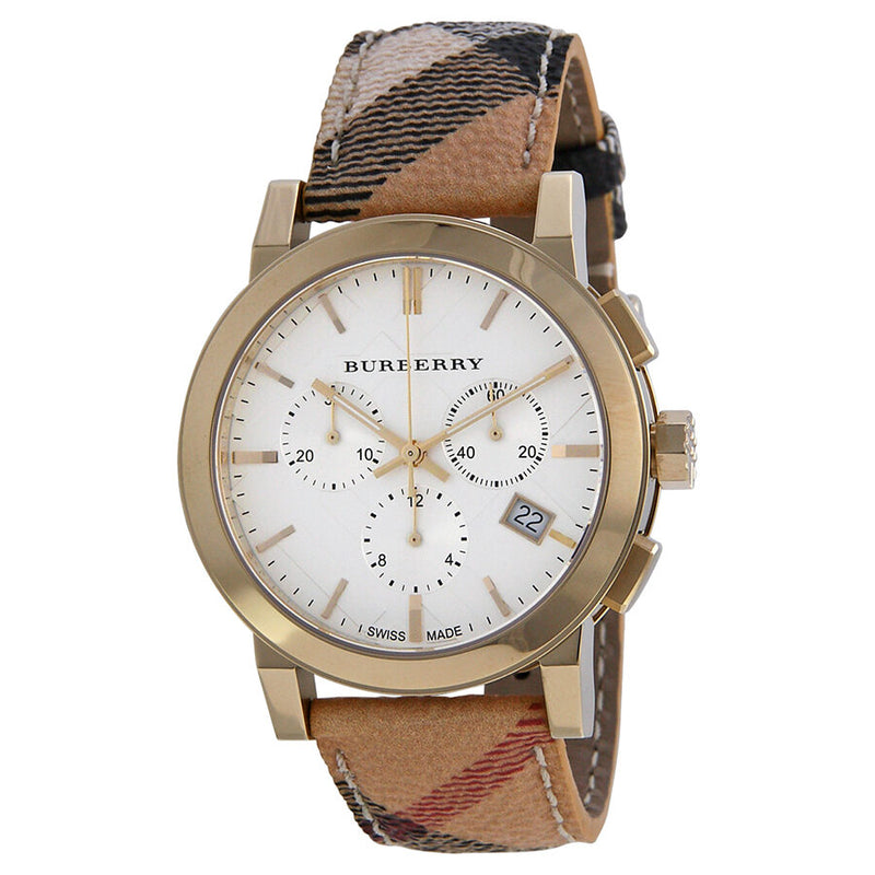 Burberry The City Chronograph White Dial Haymarket Check Unisex Watch BU9752 - Watches of America