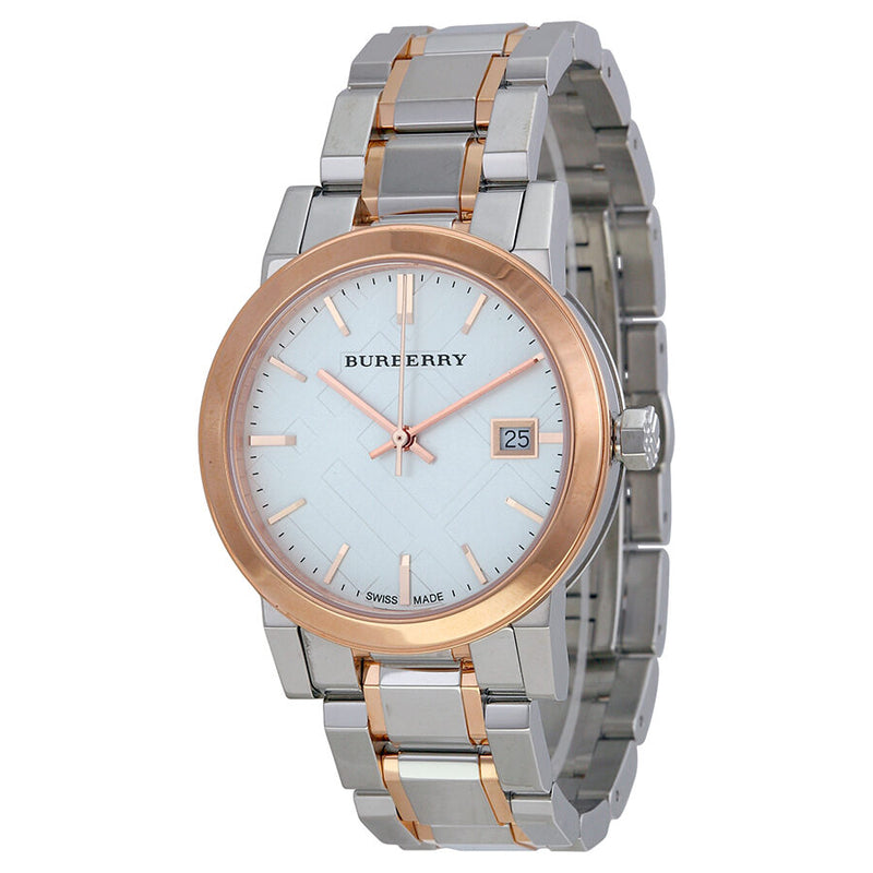 Burberry Two Tone Rose Gold Stainless Steel Bracelet Ladies Watch BU9105 - Watches of America