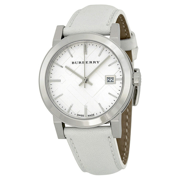 Burberry white leather strap watch new arrivals